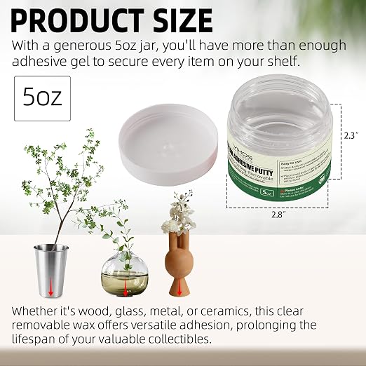 5oz/Jar Clear Removable Putty for Museum Art Craft | Clear Adhesive Wax for House Decor, Removable Exhibit Adhesive Gel for Museum Collection, Non-Toxic Reusable Putty for Museum