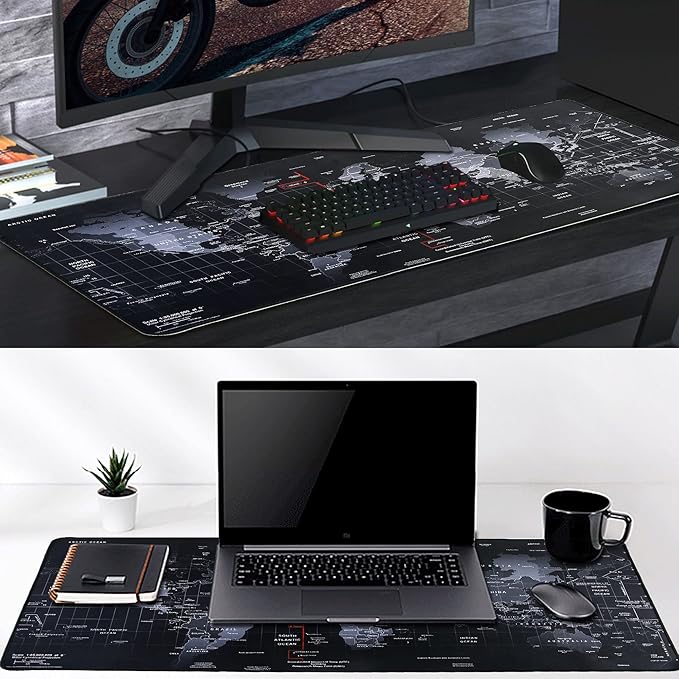 Gaming Mouse Pad,Hosimoln Large Mouse Pad Size 31.5x11.8 Thickness 0.1inches,Premium-Textured Non-Slip & Waterproof Computer Mousepad with Stitched Edges for Gaming, Office & Home-80x30 Map002