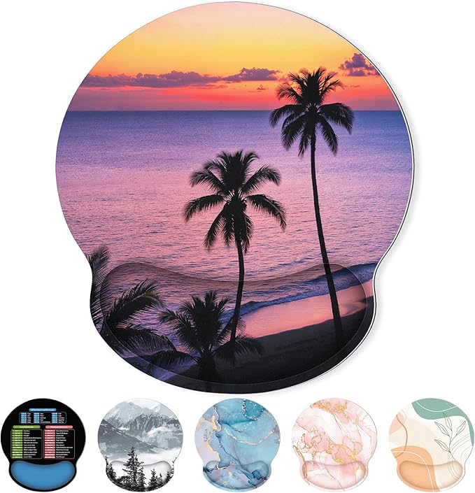 Ergonomic Mouse Pad with Wrist Rest, Small Mousepad with Non-Slip Rubber Base and Smooth Surface, Sunset Mouse Pads for Desk, Office Desk Accessories