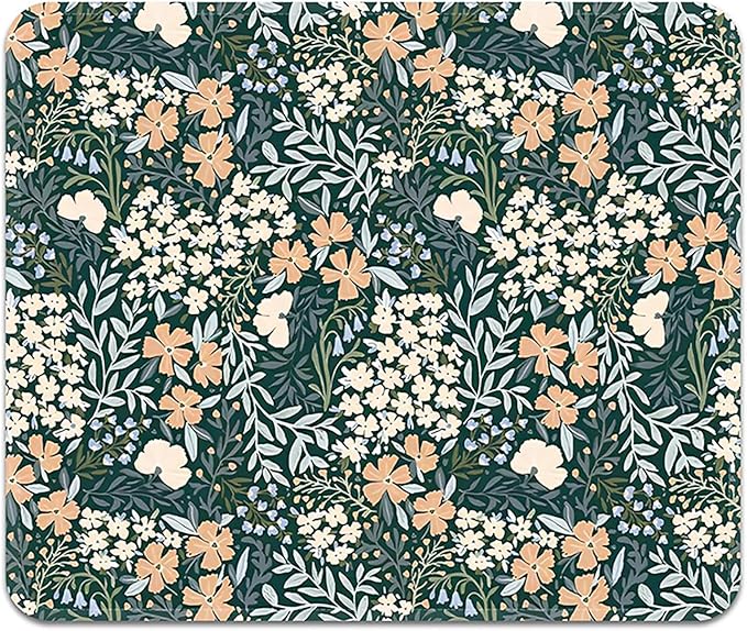 Mouse Pad with Stitched Edges - Cute Floral Mousepad for Women, 9.25 x 7.75 inch Washable Square Desk Pad, Non-Slip Rubber Base, Office Home Laptop Accessories - Vintage Garden