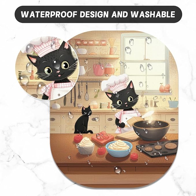 Small Mouse Pad, 6 x 7 Inch, Oval Mini Mouse Pad with Non-Slip Rubber Base for Laptop Wireless Mouse Keyboard Tray Mousepad, Cooking Cat