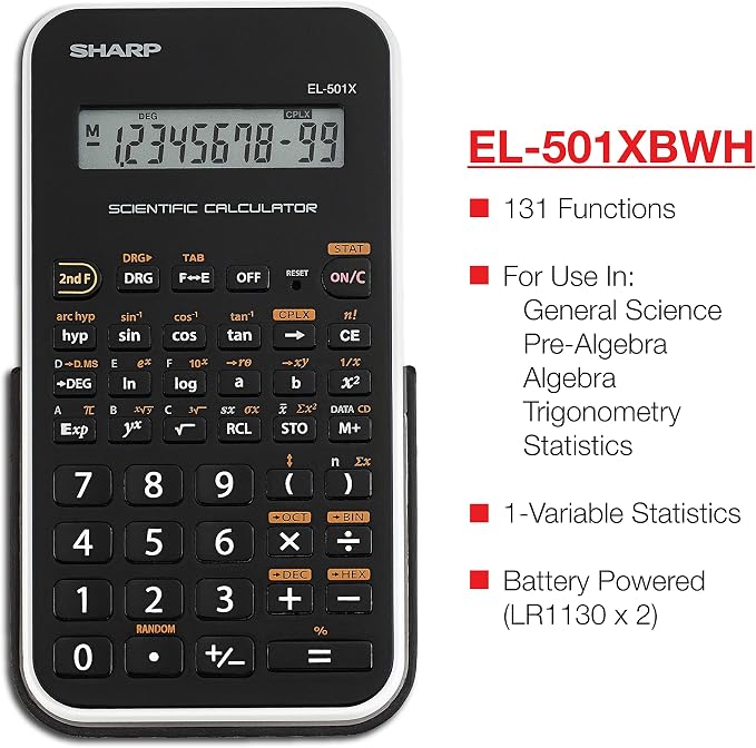 Sharp EL501X2BWH Engineering/Scientific Calculator