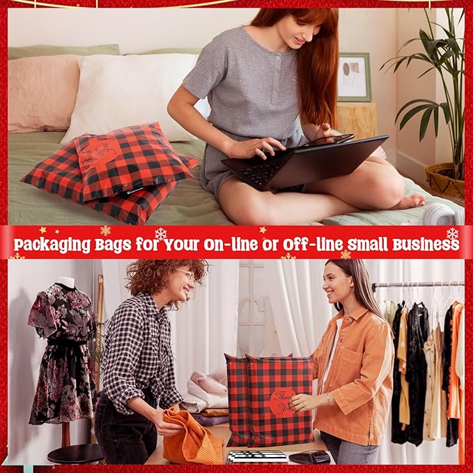 Oududianzi Christmas Poly Mailers 10x13, 100PCS Plastic Shipping Bags, Mailers Poly Bags for Shipping, Self-Seal Mailing Bags, Holiday Polymailers Packaging Bags for Small Business and Clothes