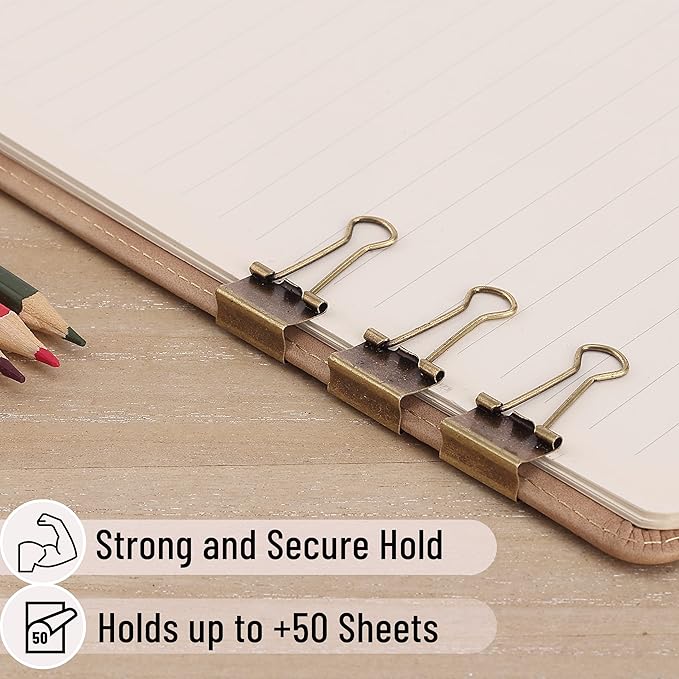 Mr. Pen- Small Binder Clips, 50 pcs, 0.75", Small Size, Bronze Metal Binder Paper Clips, Paper Clamps for Office Supplies, Home, School, Business, Document Organizing