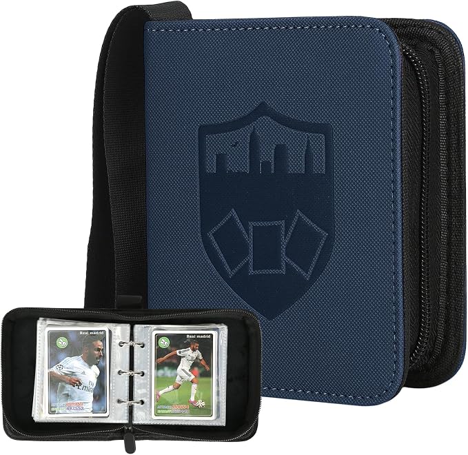 GERMUN Mini Card Binder 1 Pocket, 80 Pockets Trading Card Binder, Premium Small 2 Pocket Trading Card Collection Album Folder with 40 Sleeves Double Sided - Gifts for Kids (Blue)