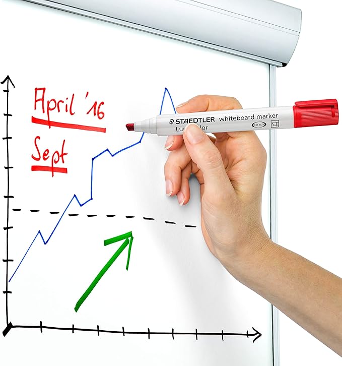 STAEDTLER 351 B WP6 Lumocolor Whiteboard Marker Chisel Tip - Assorted Colours (Pack of 6)