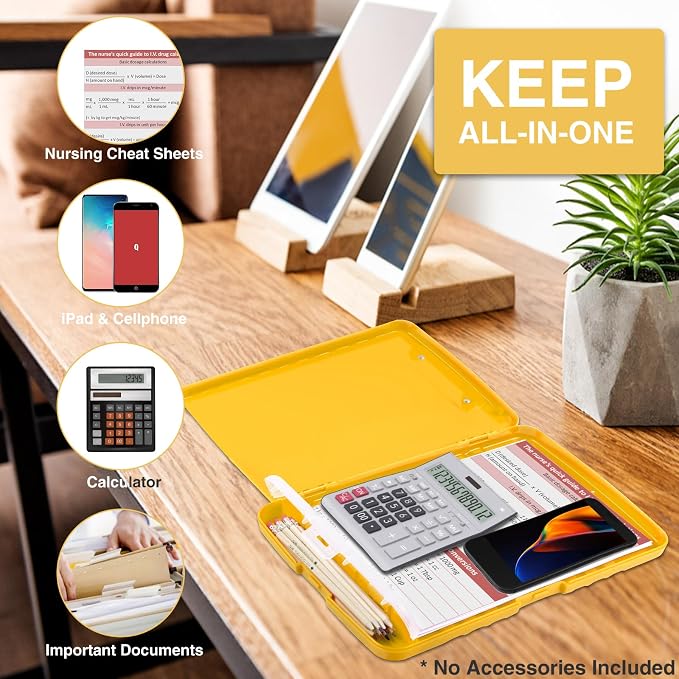 Sooez Clipboard with Storage, Clip Board 8.5 x 11 with Pen Holder, Plastic Organization Case Box for Letter Legal A4 Size Paper, Low Profile Clip, Nurses Teachers Must Haves, School & Office Supplies