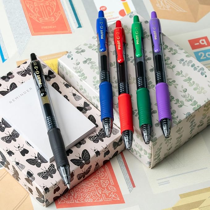 PILOT G2 Premium Refillable and Retractable Rolling Ball Gel Pens, Fine Point, Assorted Color Inks, 8-Pack Pouch (31128)