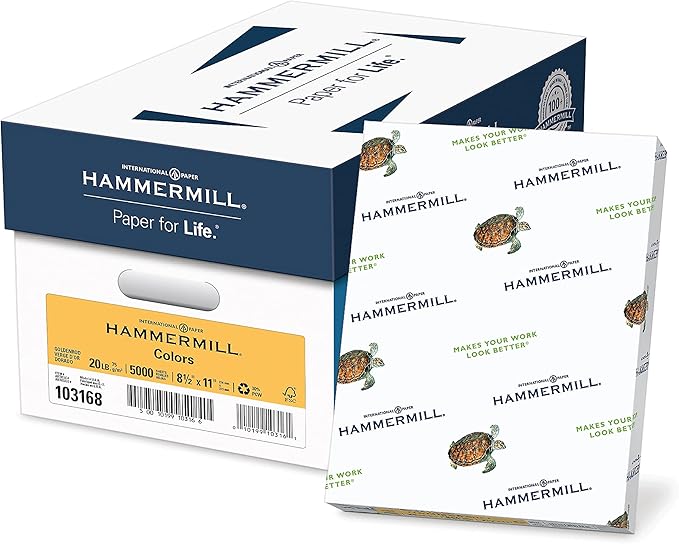 Hammermill Colored Paper, 20 lb Goldenrod Printer Paper, 8.5 x 11-10 Ream (5,000 Sheets) - Made in the USA, Pastel Paper, 103168C