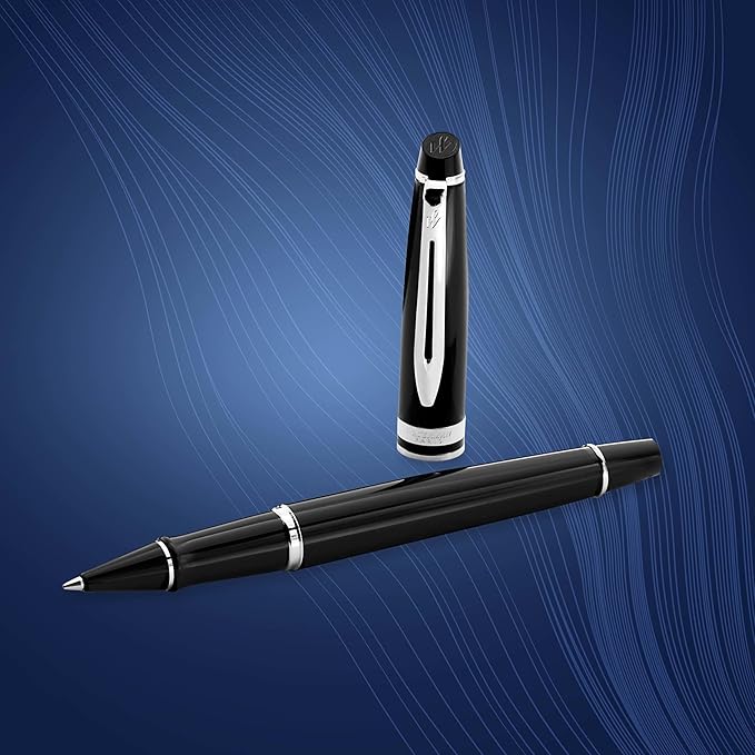 Waterman Expert RollerBall® Pen | Gloss Black with Chrome Trim | Fine Point | Black Ink | Gift Box