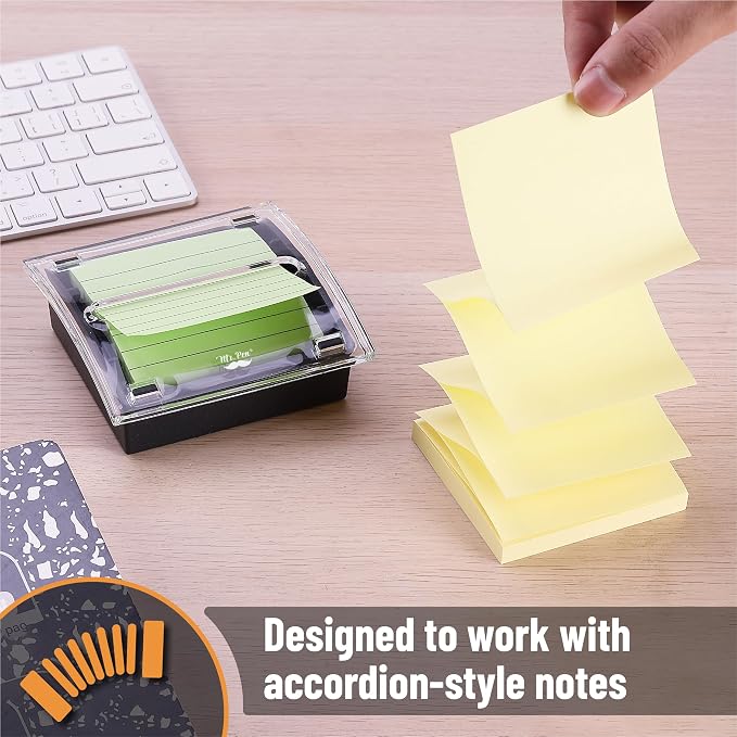Mr. Pen Pop Up Sticky Note Dispenser, 3" x 3", Black, Sticky Note Dispenser | Sticky Note Holder for Desk, Clear Top