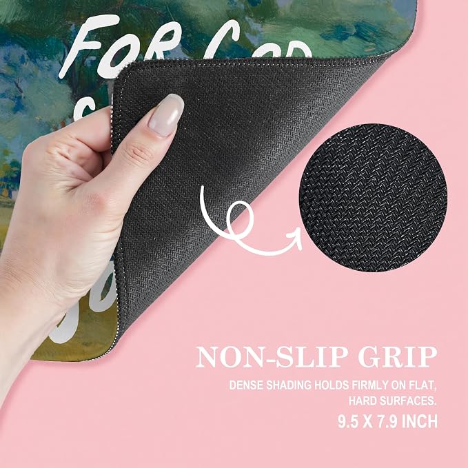 John 3:16 Christian Bible Verse Mouse Pad, for God So Loved The World Scripture Mouse Pads Mousepad for Home Office Dorm Computers Laptop Supplies Desk Accessories, 9.5x7.9 Inch