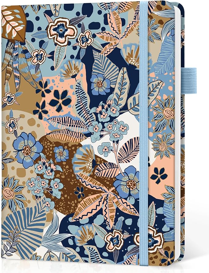 Dotted Journal Notebook for Women & Men, Hardcover Leather Journal for Writing, A5 Dotted Journaling Notebook for Work & Sketching, Perfect for Office School Home Supplies, 160 Pages, Lineage Flora