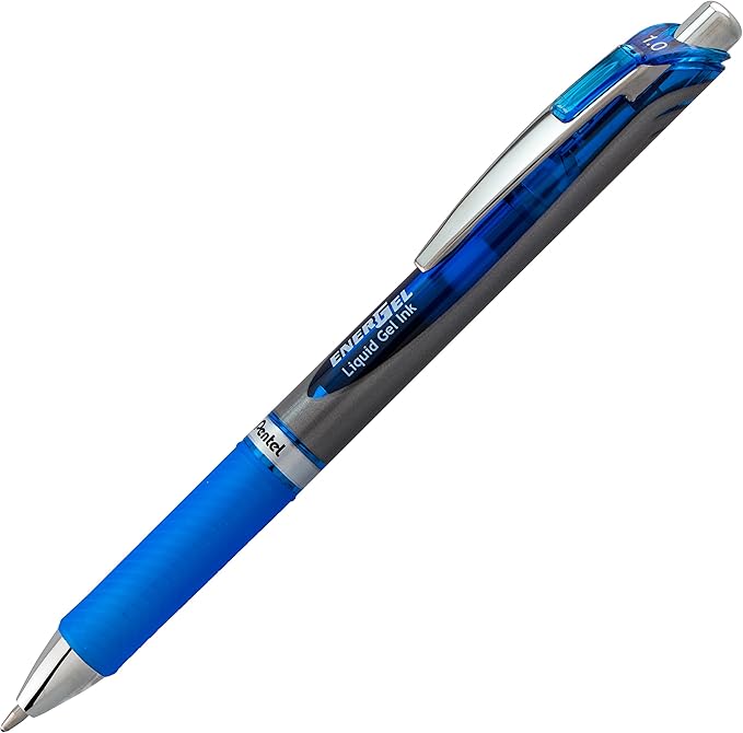 Pentel Energel RTX Retractable Liquid Gel Pen, Bold Line, Metal Tip, Blue Ink Pack of 2 (BL80BP2C)