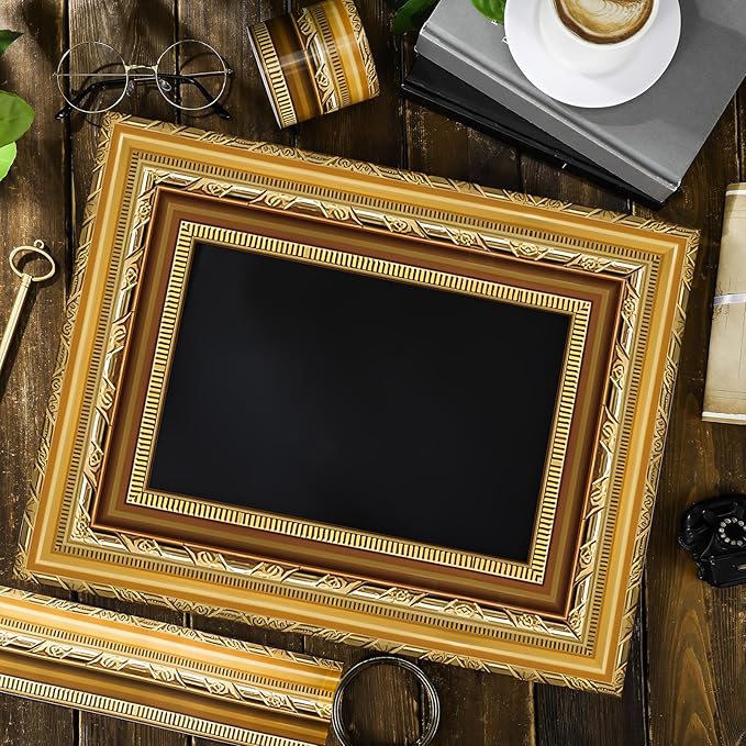 Outus 68FT Gold Frame Bulletin Board Border Die-Cut Straight Border Trim for Classroom Chalkboard, Picture Frames, Artworks, Walls, Mirrors & Office Decor, Classic Metallic Frame Molding(Antique)