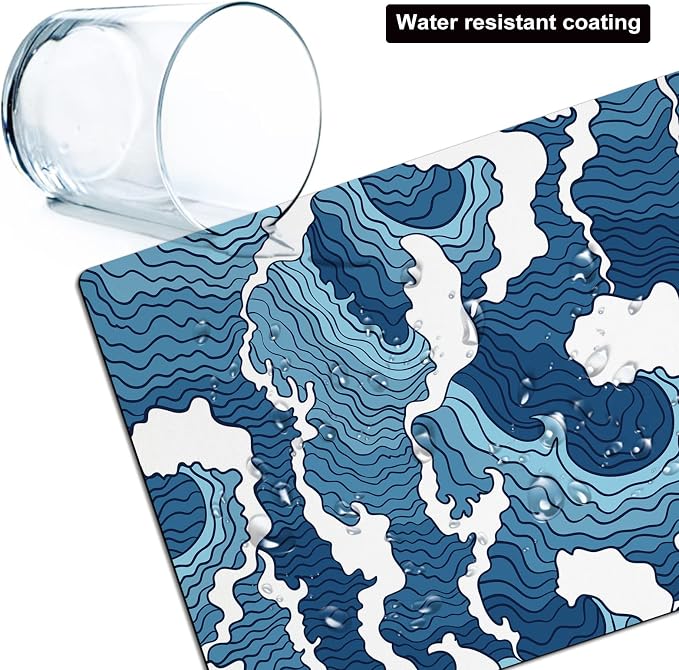 Small Mouse Pad Cute, Mini Mouse Pads for Wireless Mouse and Laptop, Travel Mousepads with Designs - Japanese Blue Great Wave, Portable Mousepad with Non-Slip Rubber Base - 5.5 x 7 Inch