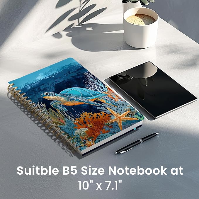 Spiral Notebook for Work Thick Hardcover Lined Journal for Note Taking | Deep Bearings 300 Pages (7.1"x10") B5 College Ruled Journal for Women & Writing, Fit for Office Home School Supplies