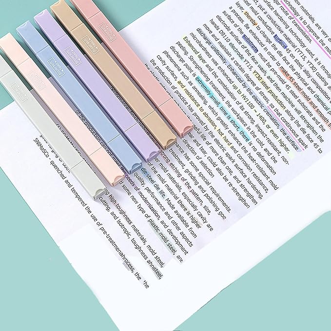 6pcs Pastel Highlighter Aesthetic Cute Highlighters Bible Highlighters No Bleed， Soft Chisel Tip Marker for Diary Plan Notes