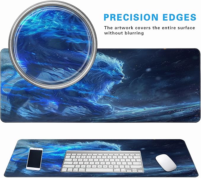 Cool Lion Galaxy Star Extended Gaming Mouse Pad, Multipurpose Non-Slip Rubber Base Large Keyboard Mousepad Desk Mat for Office Home, 31.5" X 11.8"