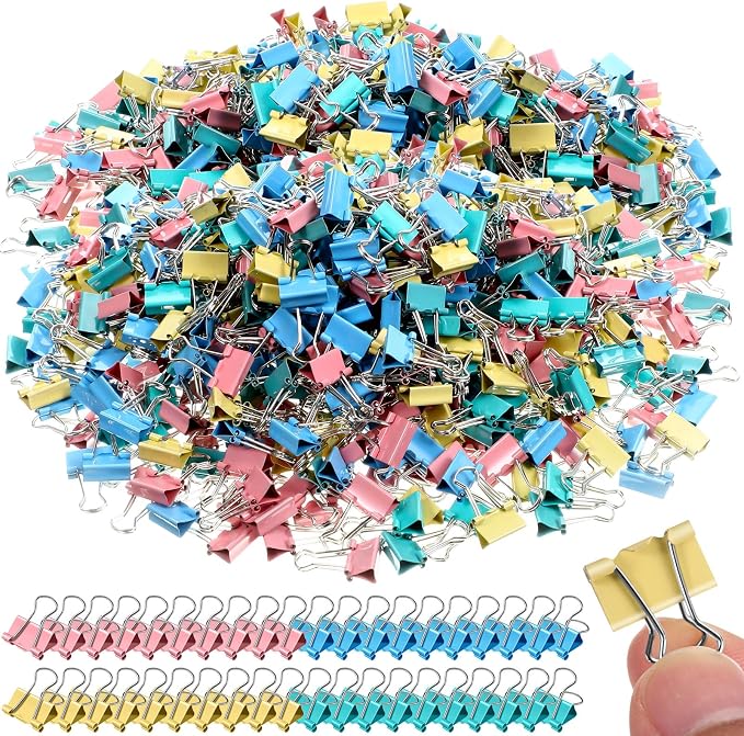 Jetec 500 Pcs Colorful 0.6 Inch Binder Clip Paper Clamp Metal Paper Clip | for Teachers Students Classroom Business Office and School Office Supplies