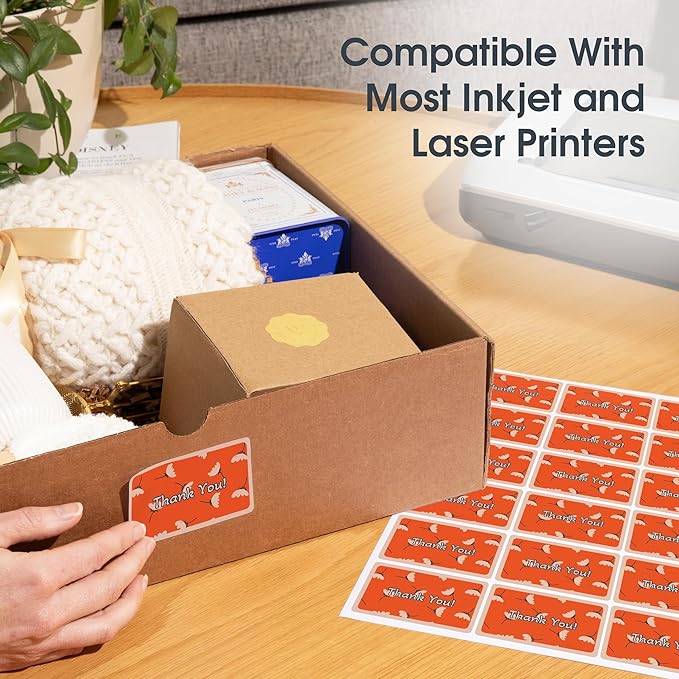 2" X 2" Square Printable Labels for Inkjet and Laser Printers - 500 Sheets, 10000 Matte White Custom Stickers for Business Logos, QR Code Stickers, Product Labeling - Spartan Industrial Template S002
