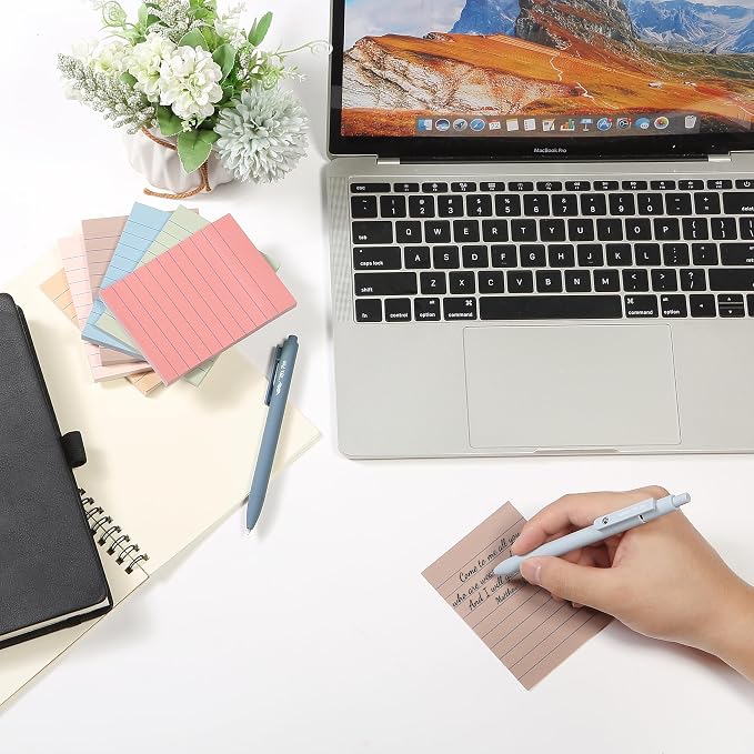 Mr. Pen- Lined Sticky Notes, 3" x 4", 6 Pads, 60 Sheets/Pad | Sticky Notes with Lines, Ruled Post Stickies, Memo Pads, Self-Stick Note Pad for Office, School, Home, Study