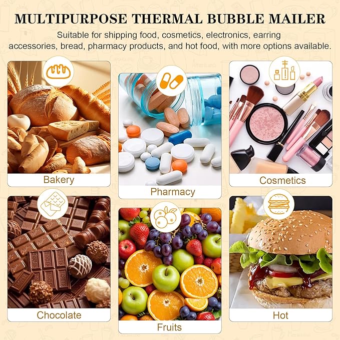 20 Pack Thermal Bubble Mailer, 9" x 11" Insulated Metallic Bubble Mailers, Self-adhesive Foil Mailing Envelopes for Cold Shipping Waterproof Shipping Envelopes for food, Cosmetics