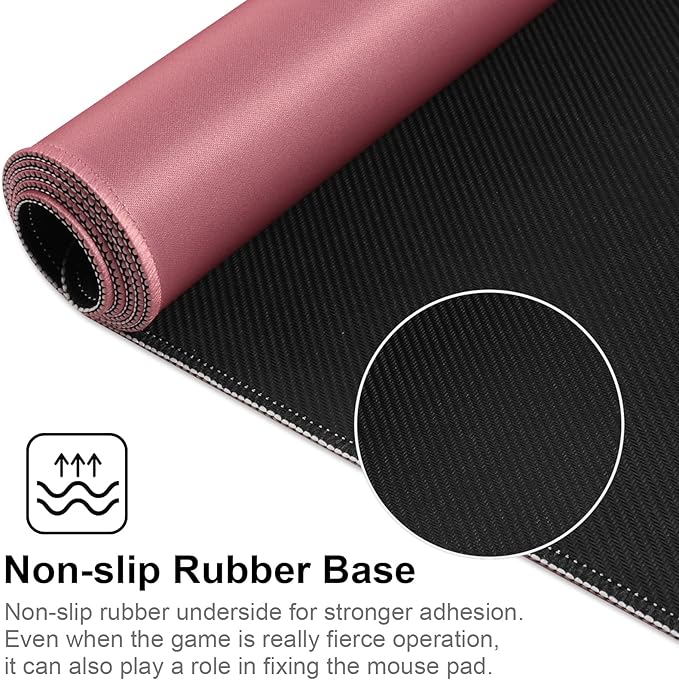 Gaming Mouse Pad,Large Mouse Pad Size 31.5x11.8 Thickness 0.12 inches,Premium-Textured Non-Slip & Waterproof Computer Mousepad with Stitched Edges for Gaming,Office & Home-80x30 Darkpaink013