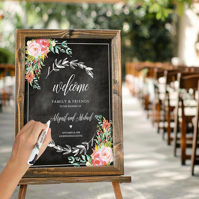 Liquid Chalk Markers: Wedding Edition - Pack of 8 - Non-Toxic, Water-Based, Erasable, Dust Free Chalk Pens for Chalkboards, Blackboards, Windows and Glass - 6mm Reversible Bullet and Chisel Tip