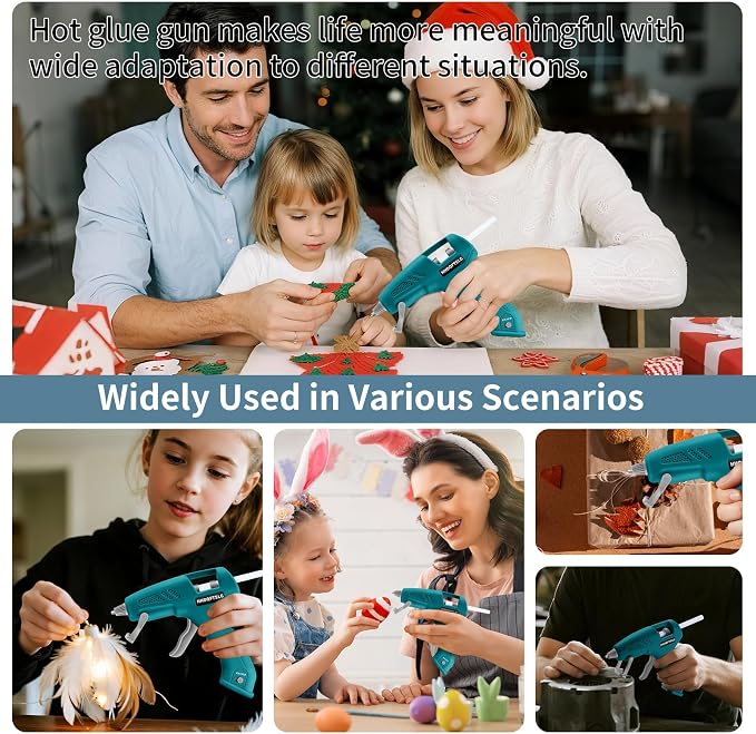 Cordless Hot Glue Gun Kit with 30 Sticks, Fast Heating 2.6Ah Rechargeable | 20W Anti-Drip Glue Gun and Sticks Set (0.27"×6") USB-C Rechargeable Mini Glue Gun Ideal for School Crafts DIY Making Repairs