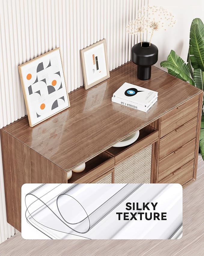 Clear Writing Desk Pad, 47.2’’x23.6” Heat Resistant Waterproof PVC Round Edge Durable Desk Protect Mat, Anti-Static Writing Mat Table Protector
