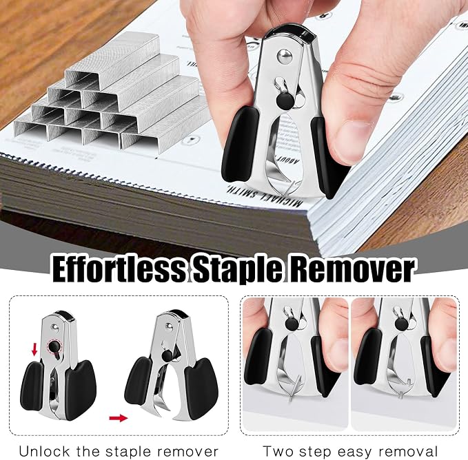 Stapler 25 Sheet Capacity with 1000 Staples and Staple Remover, Black | Staplers for Desk, Non-Slip Office Stapler with Staples for Office, home, School