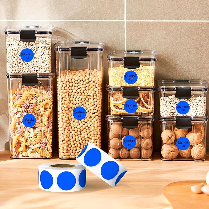 PARLAIM 3/4 Inch Color Coding Label Stickers,500PCS Circle Inventory Sticky Dots Sticker in Dispenser Box,Blue Adhesive Round Dot Labels for Office Home(Blue)