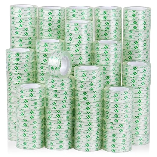 BOMEI PACK 144Rolls Crystal Clear Tape Refills for Dispenser, Bulk Transparent Tape Clear for Home, School and Office, 3/4Inch x 1000 inch
