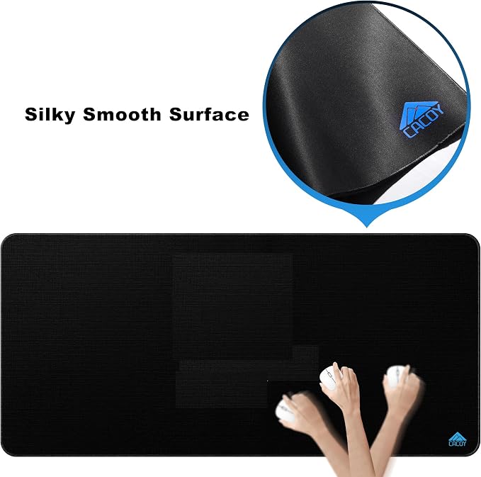 Cacoy 43"x20" Extended Gaming Mouse Pad, Non-Slip Computer Desk Mat, Black | XXL Large Gamer Keyboard Mouse Mat Superior Micro-Weave Cloth Anti-Slip Rubber Base Durable Stitched Edge Desk Pad for Laptop
