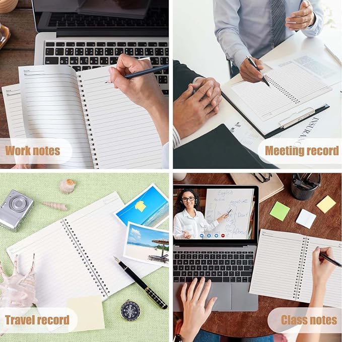 6Pack Small Spiral Notebook A5, 5.5x8.3” Notebook for Work 120Page Notepads | Colored Multipack College Ruled Notebooks A5 Kraft Spiral Bound Small Notebook Journal Lined Note Pads for Writing Journaling