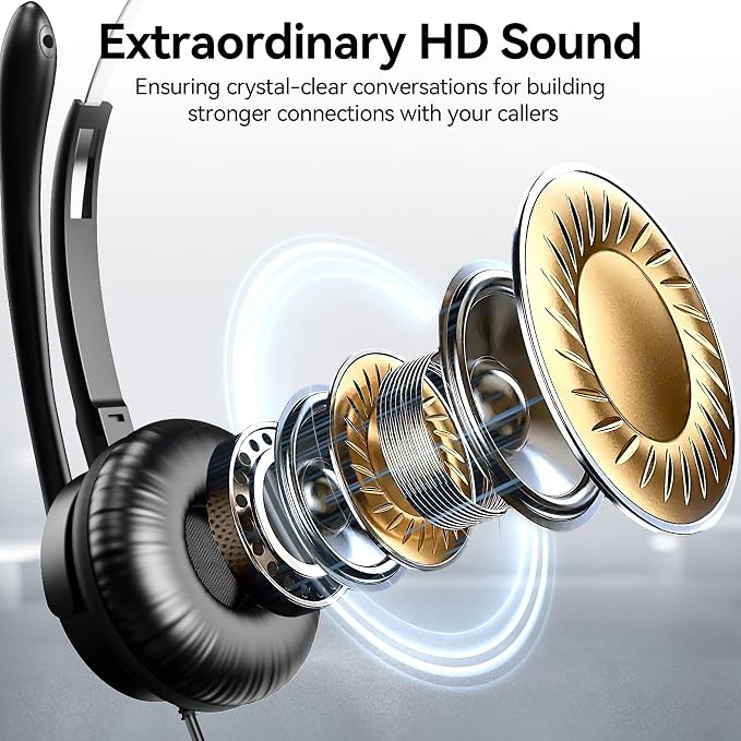Voistek Cisco Phone Headset with Mic,Telephone Headsets for Landline Office | Noise Cancelling Mic,Mute Switch Compatible with Cisco IP-7940 7942 7945 7960 7962 7965 7811 7821 8811 8841 8845 8851