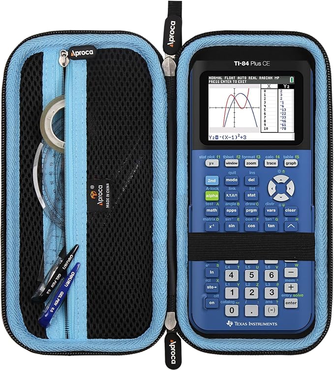 Aproca Calculator Case Compatible with Texas Instruments TI-84 Plus CE/TI-84 Plus/TI-83 Plus/TI-89 Titanium/TI-85 / TI-86 Color Graphing Calculator - Storage Bag Blue(Case Only)