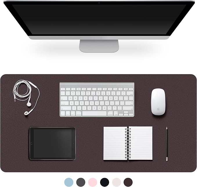 Leather Desk Pad Protector,Non-Slip Desk Pad(Dark Coffee, 47.2" x 17") | on-Slip PU Leather Large Mouse Pad,Easy Clean Desk Protecor Mat,Writing Pad for Office Work/Home/Decor