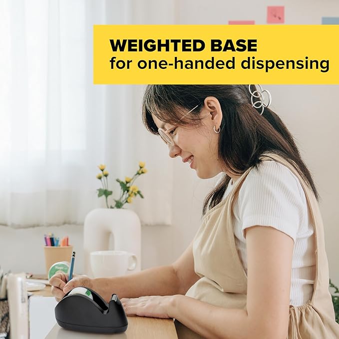 Scotch Dispenser with Magic Tape, 3/4 x 350 Inches, Non-Skid Base, 1-Pack, Colors Will Vary (C29)