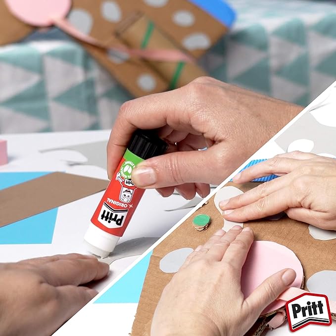 Pritt Glue Stick Pack of 10 - Water Soluble at Low Temperature, Removable, for Children - Large (43g)