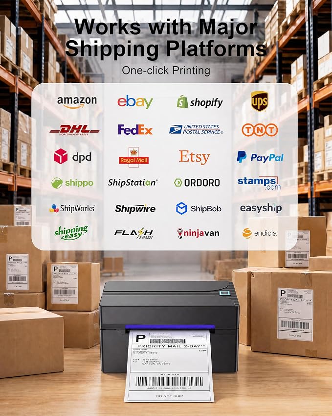 Bluetooth Thermal Label Printer,4x6 Shipping Label Printer | Wireless Label Printer for Small Business and Shipping Package, Compatible with iPhone, Android, Shopify, Amazon, USPS, Black