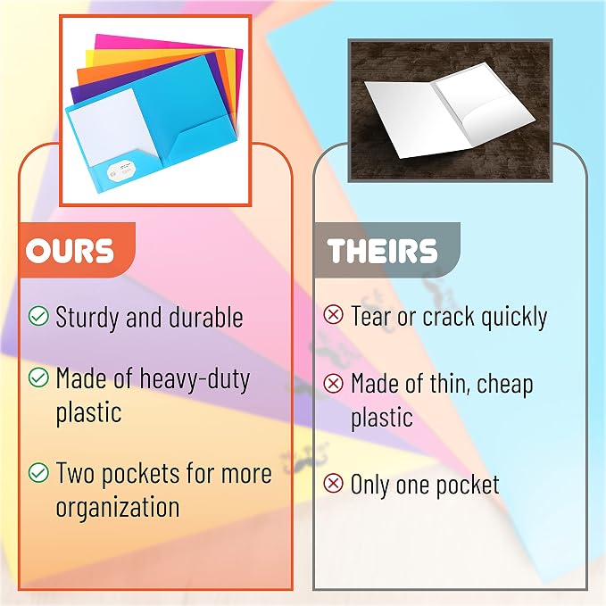 Mr. Pen- Plastic Folders with Pockets, 5 pcs | Aesthetic File Folder with Business Card Slot, 2-Pocket Folder, Back to School, Office, Filing Supplies