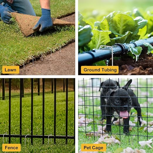 HongWay 60 Pack Landscape Staples 12 Inch, Galvanized Garden Stakes | 11 Gauge Metal Tent Stakes Heavy Duty Extra Long Yard Ground Stakes for Fence, Gardening, Outdoor Decorations