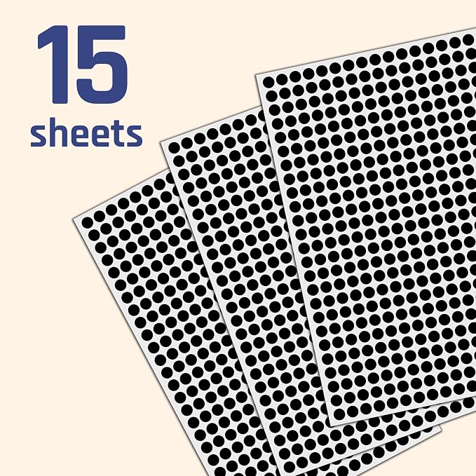 6000 Pack - 1/4" Small Dot Stickers Round Circle Labels - Black