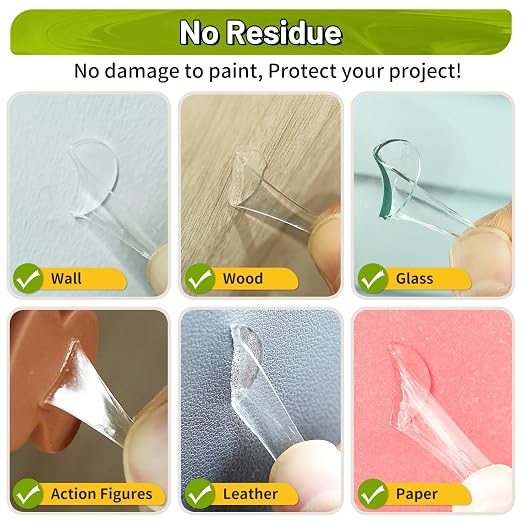 PHIXBEAR Upgraded 360Pcs Double Sided Tape Sticky Dots with Pull Tab | Removable Adhesive Mounting Putty No Trace Dots, 0.6" Clear Sticky Tack for Museum Picture Festival Decor Crafts & DIY
