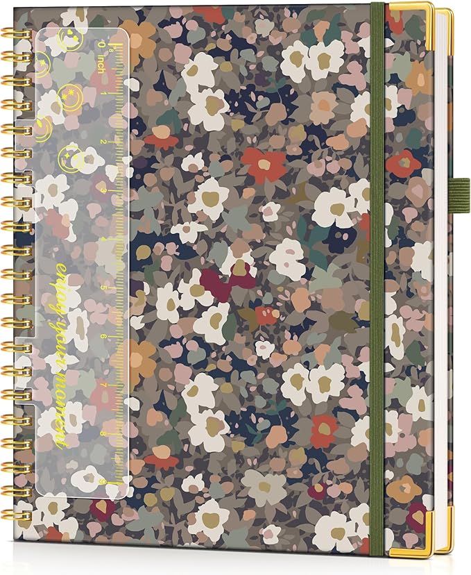 Hardcover Spiral Notebook Journal 8.5” x 11”, A4 Large Cute Notebooks for Women Men, Lined College Ruled Notebook, 100 GSM Paper, Spiral Bound Journals for Work School Note Taking Business, Petals