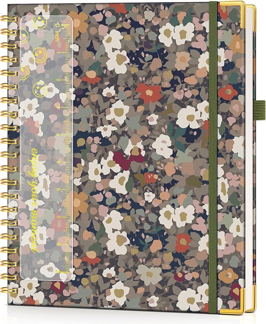 Hardcover Spiral Notebook Journal 8.5” x 11”, A4 Large Cute Notebooks for Women Men, Lined College Ruled Notebook, 100 GSM Paper, Spiral Bound Journals for Work School Note Taking Business, Petals
