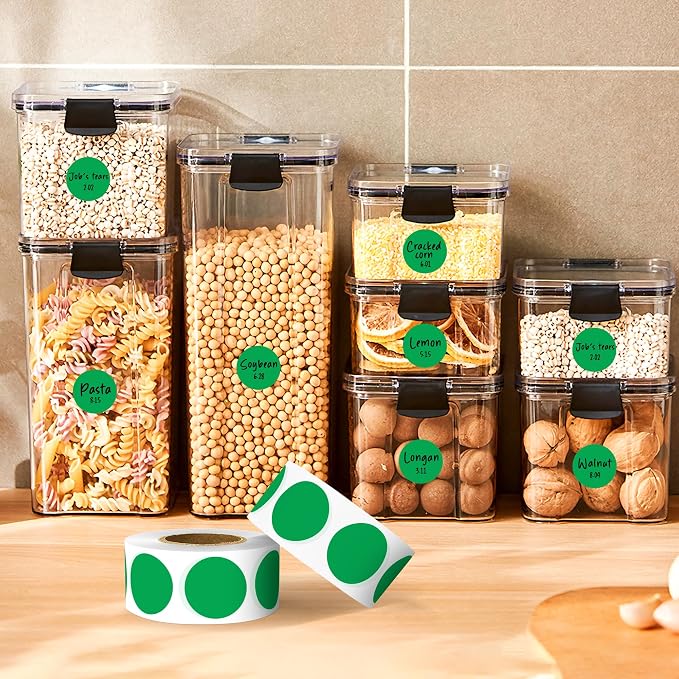 PARLAIM 3/4 Inch Color Coding Label Stickers,500PCS Circle Inventory Sticky Dots Sticker in Dispenser Box,Green Adhesive Round Dot Labels for Office Home(Green)