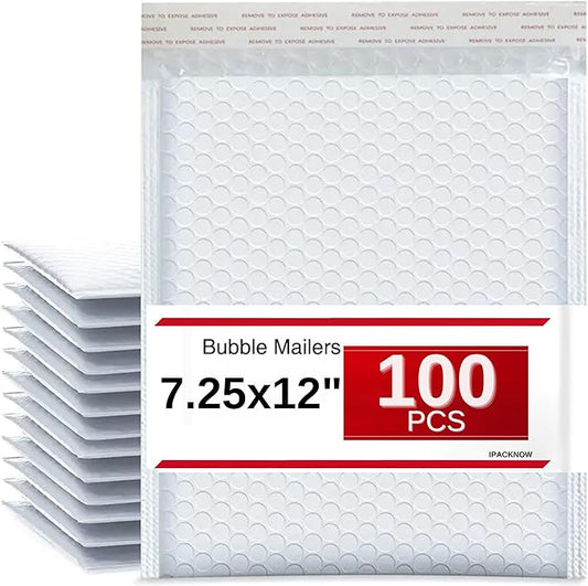 100 PC 7.25x12 Inches Poly Bubble Mailers Shipping Padded Envelopes Self Seal Waterproof Cushion Envelopes Waterproof Grey Usable 7.25x11" #1